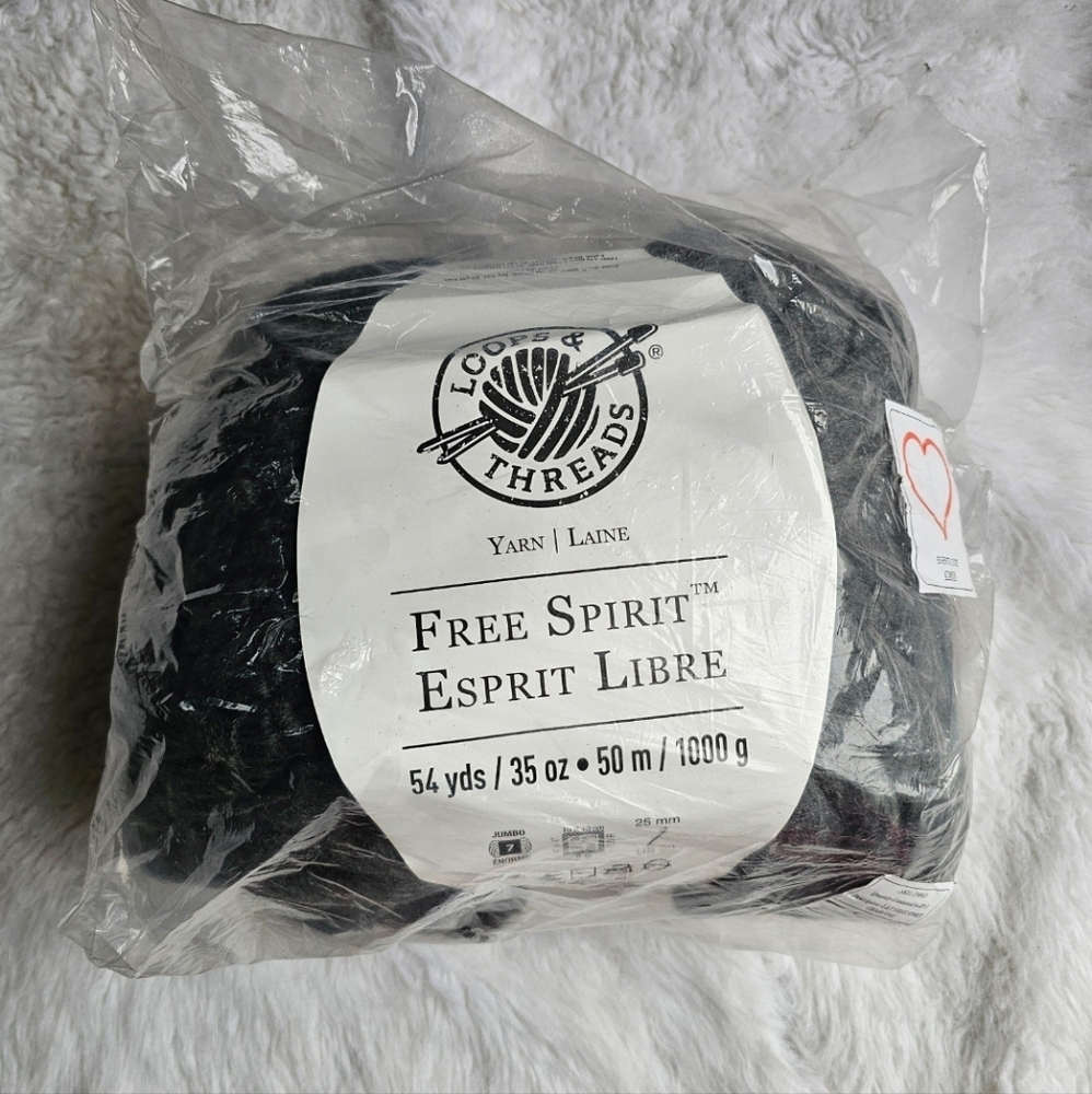 NIB Loops and Threads Free Spirit Yarn | Charcoal